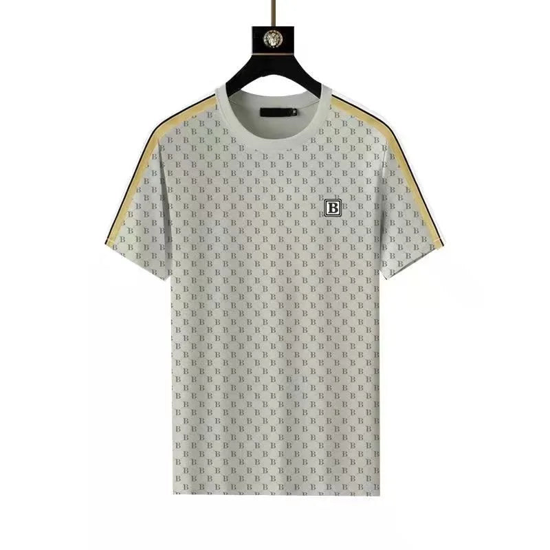2024 Summer Fashion Printed Ice Silk Short Sleeve T-shirt Sports Set Men's Casual Relaxed Comfortable Breathable Two-Piece Set