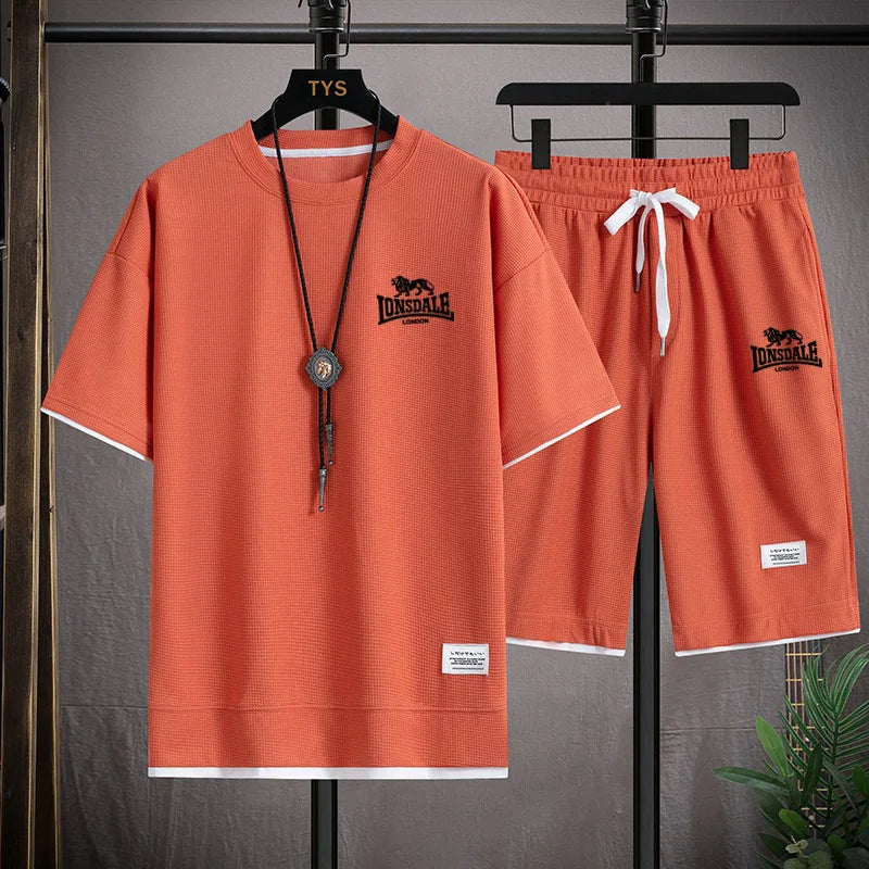 Men's summer new casual short-sleeved T-shirt set,