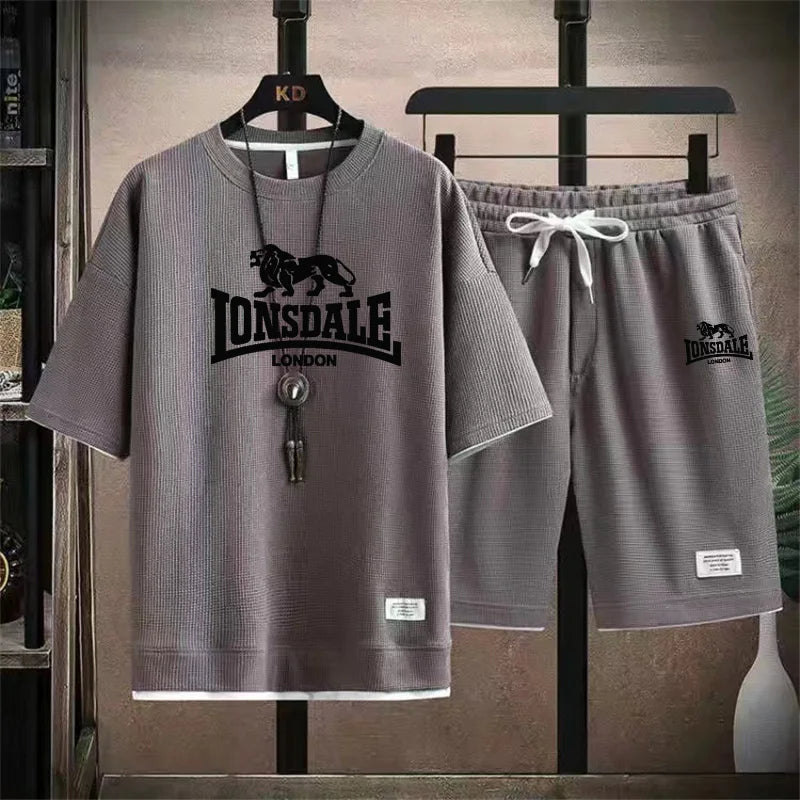Men's summer new casual short-sleeved T-shirt set,