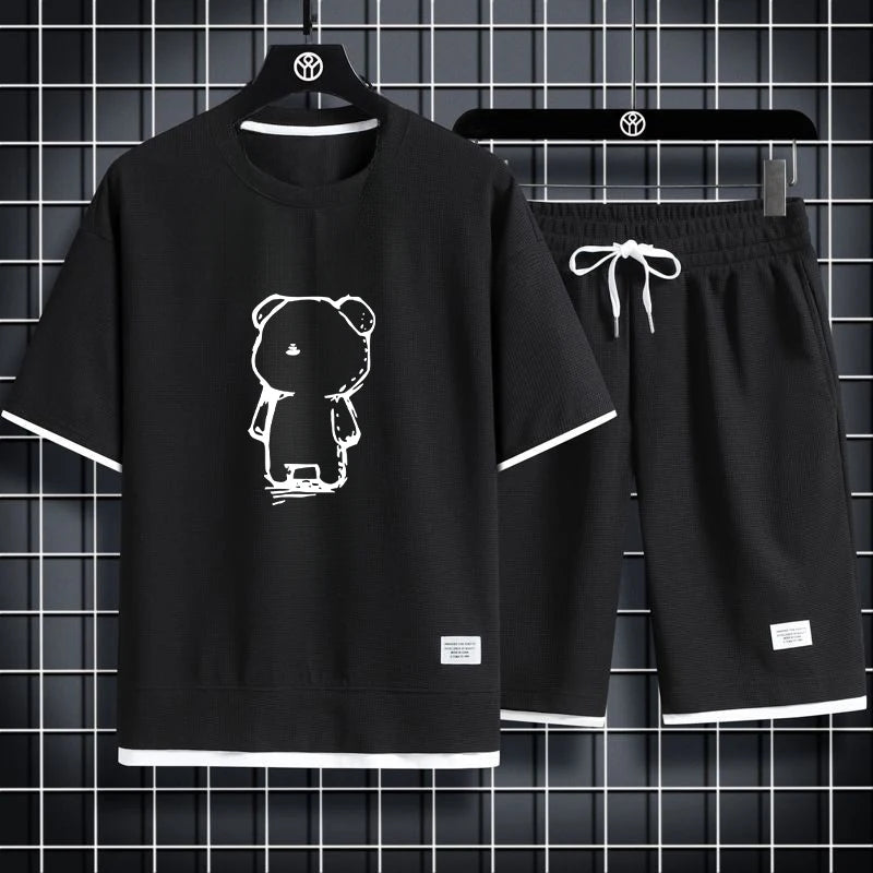 2025 Summer Men's Sports Set Casual T-Shirt + Shorts