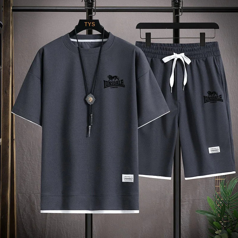 Men's summer new casual short-sleeved T-shirt set,