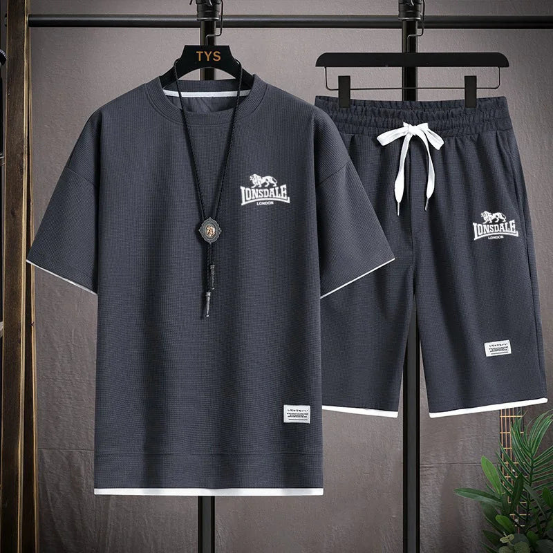 Men's summer new casual short-sleeved T-shirt set,