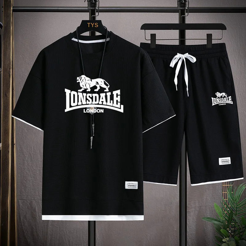 Men's summer new casual short-sleeved T-shirt set,