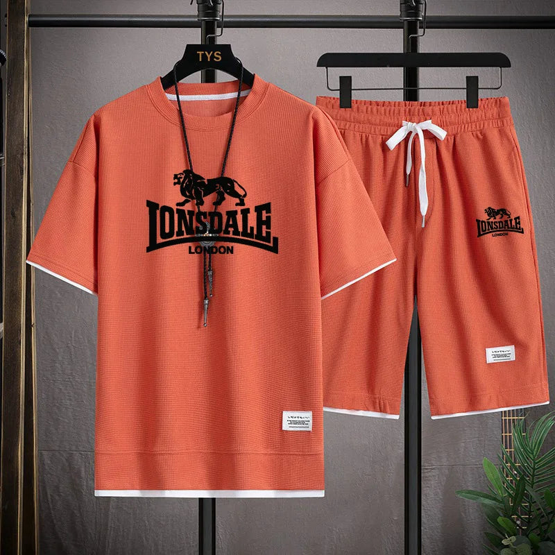 Men's summer new casual short-sleeved T-shirt set,