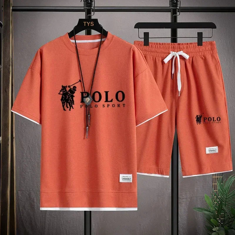 Men's two-piece short sleeved T-shirt and sports short