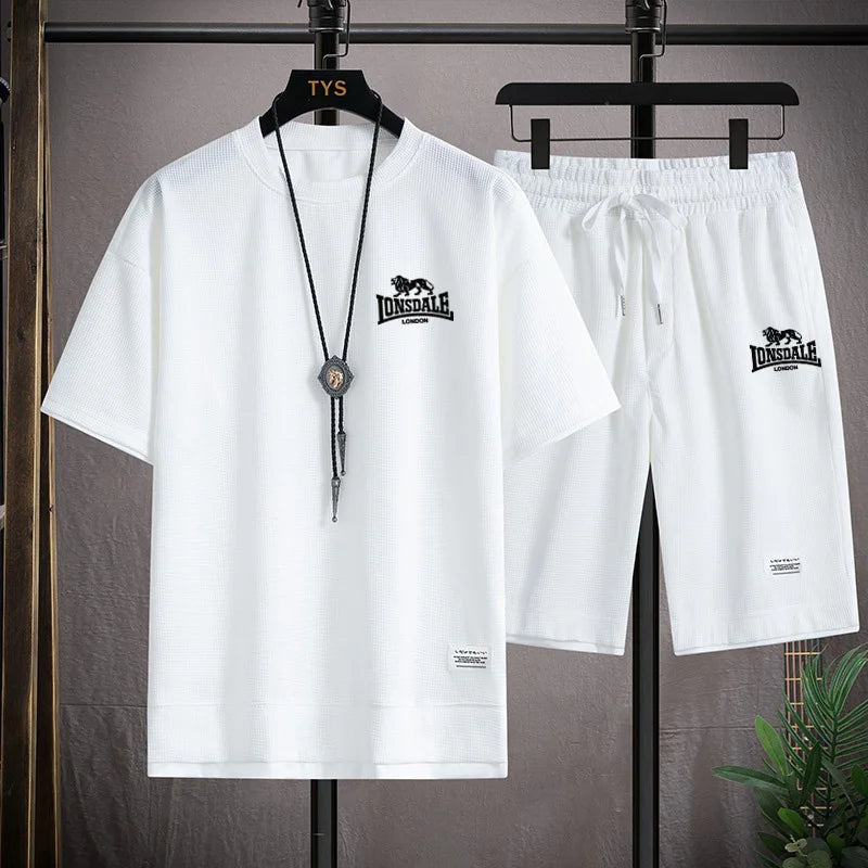 Men's summer new casual short-sleeved T-shirt set,