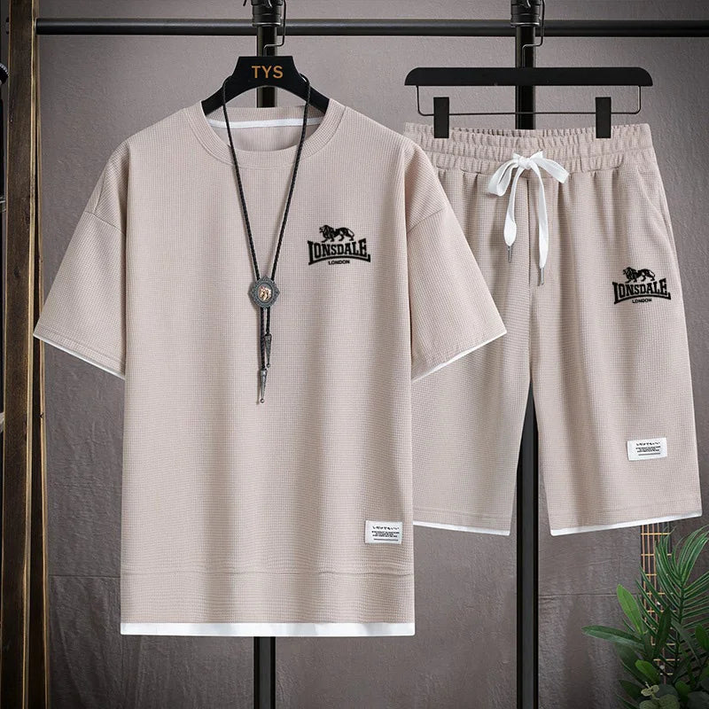 Men's summer new casual short-sleeved T-shirt set,