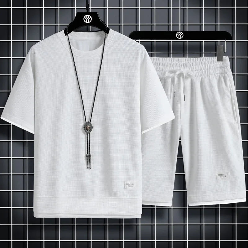 2025 Summer Men's Sports Set Casual T-Shirt + Shorts