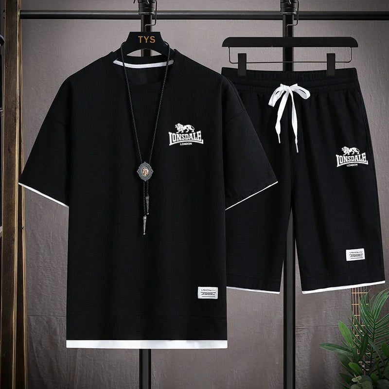 Men's summer new casual short-sleeved T-shirt set,