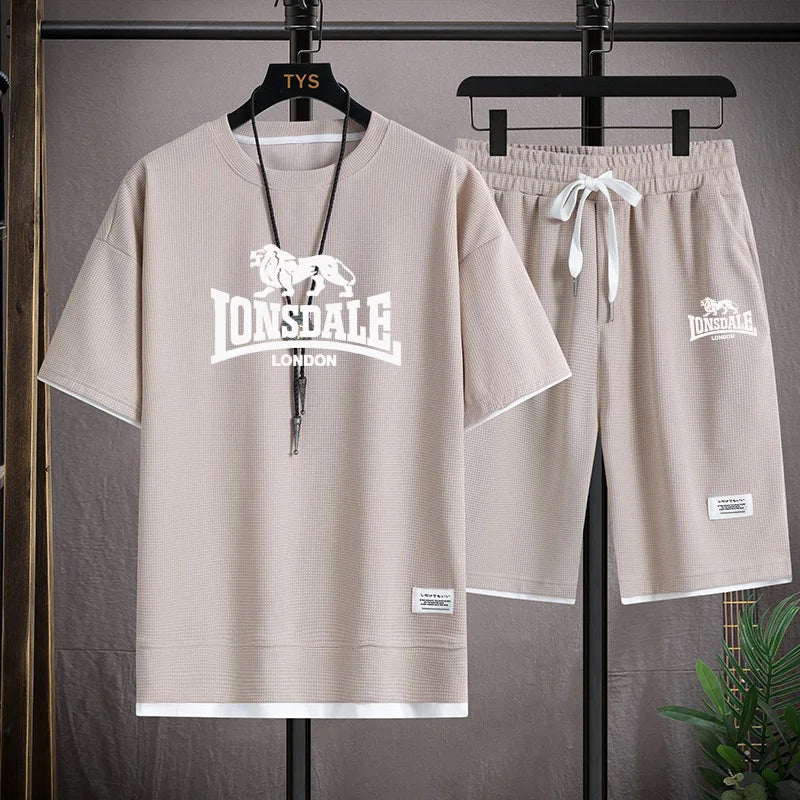 Men's summer new casual short-sleeved T-shirt set,