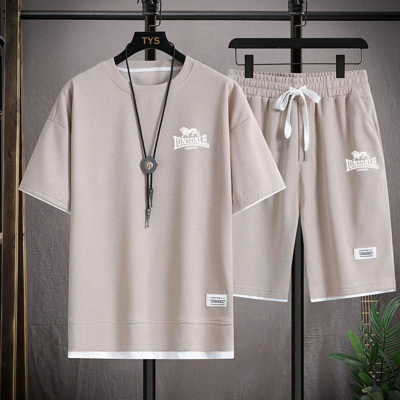 Men's summer new casual short-sleeved T-shirt set,