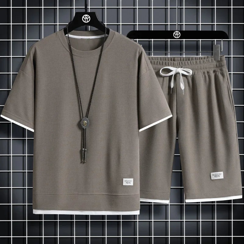 2025 Summer Men's Sports Set Casual T-Shirt + Shorts