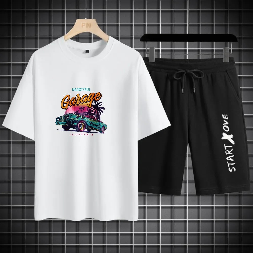 Summer Quick Drying Men's Sets Fashion tracksuits Casual Breathable Short Sleeve 3D Printed Sports T-shirt+Shorts Basketball Set