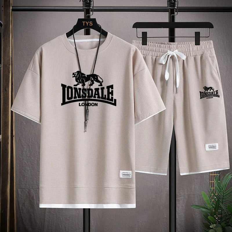 Men's summer new casual short-sleeved T-shirt set,