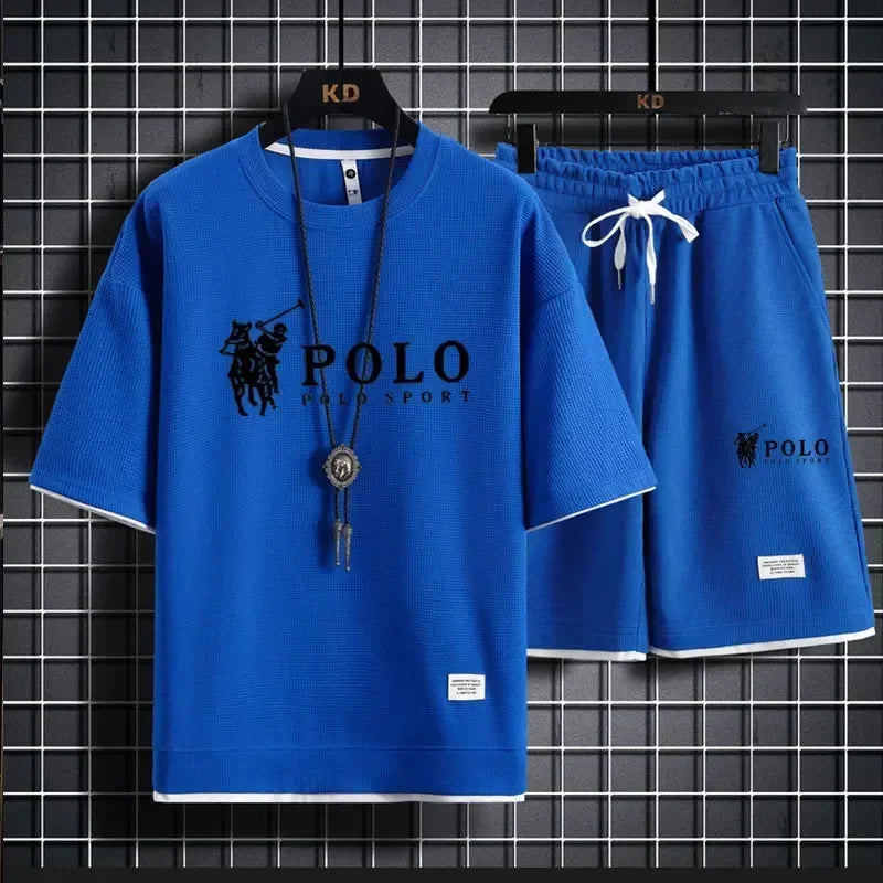 Men's two-piece short sleeved T-shirt and sports short
