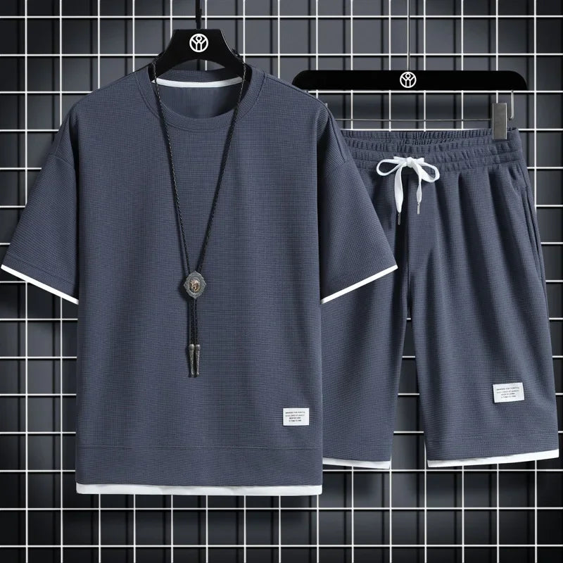 2025 Summer Men's Sports Set Casual T-Shirt + Shorts
