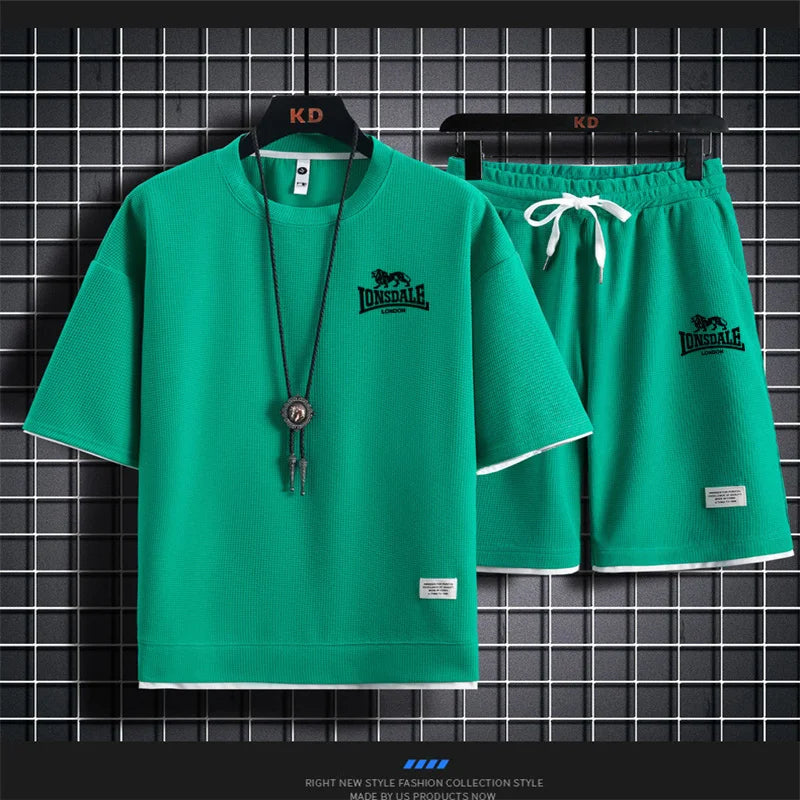 Men's summer new casual short-sleeved T-shirt set,