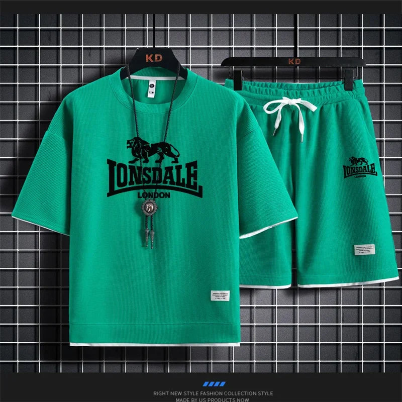 Men's summer new casual short-sleeved T-shirt set,