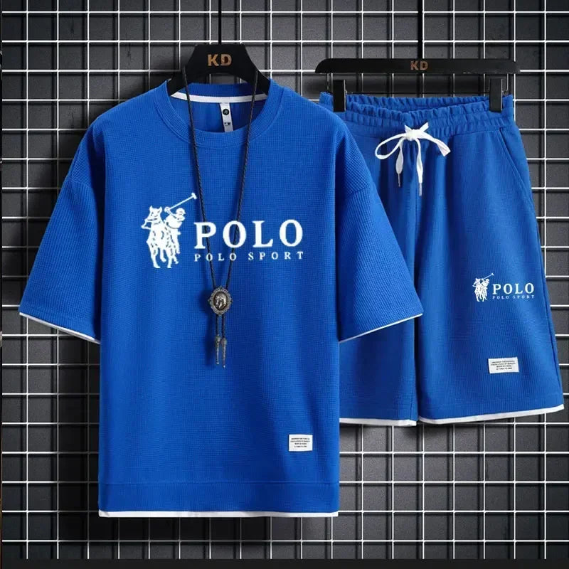 Men's two-piece short sleeved T-shirt and sports short