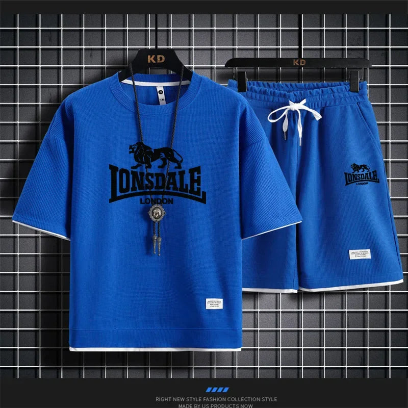 Men's summer new casual short-sleeved T-shirt set,