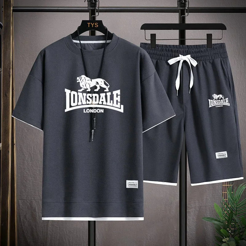 Men's summer new casual short-sleeved T-shirt set,