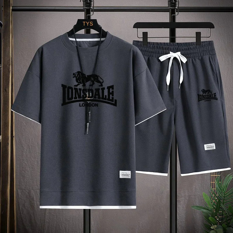 Men's summer new casual short-sleeved T-shirt set,