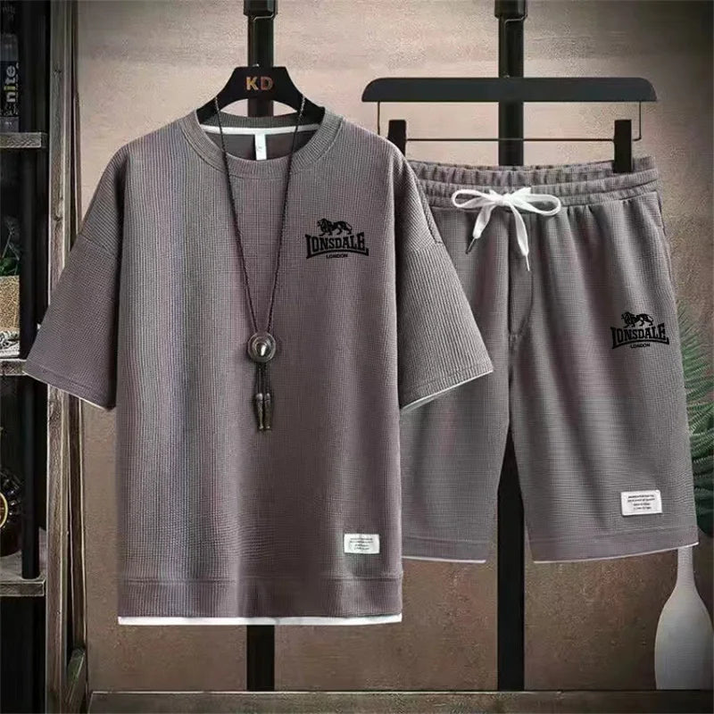 Men's summer new casual short-sleeved T-shirt set,