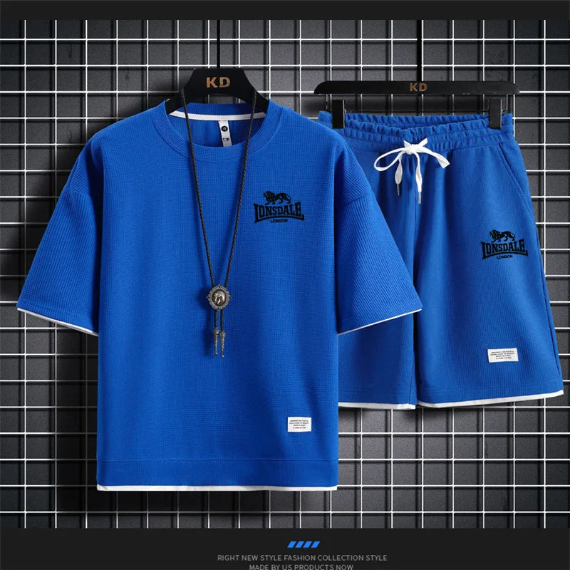 Men's summer new casual short-sleeved T-shirt set,