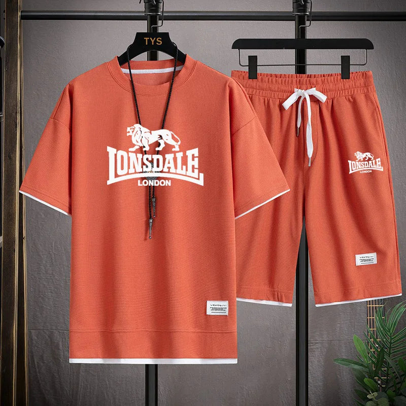 Men's summer new casual short-sleeved T-shirt set,