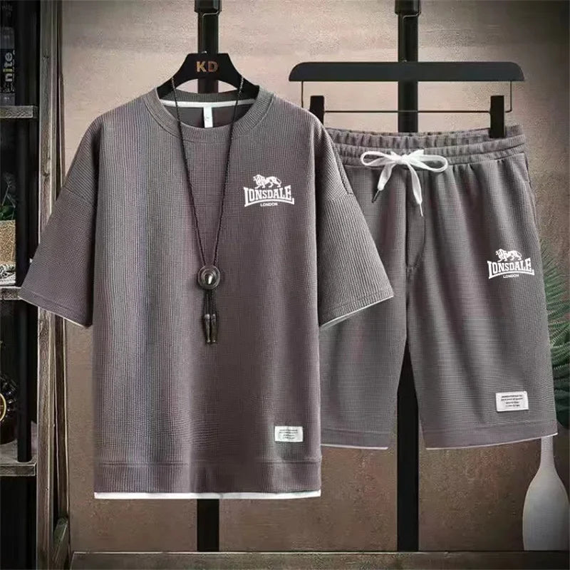 Men's summer new casual short-sleeved T-shirt set,