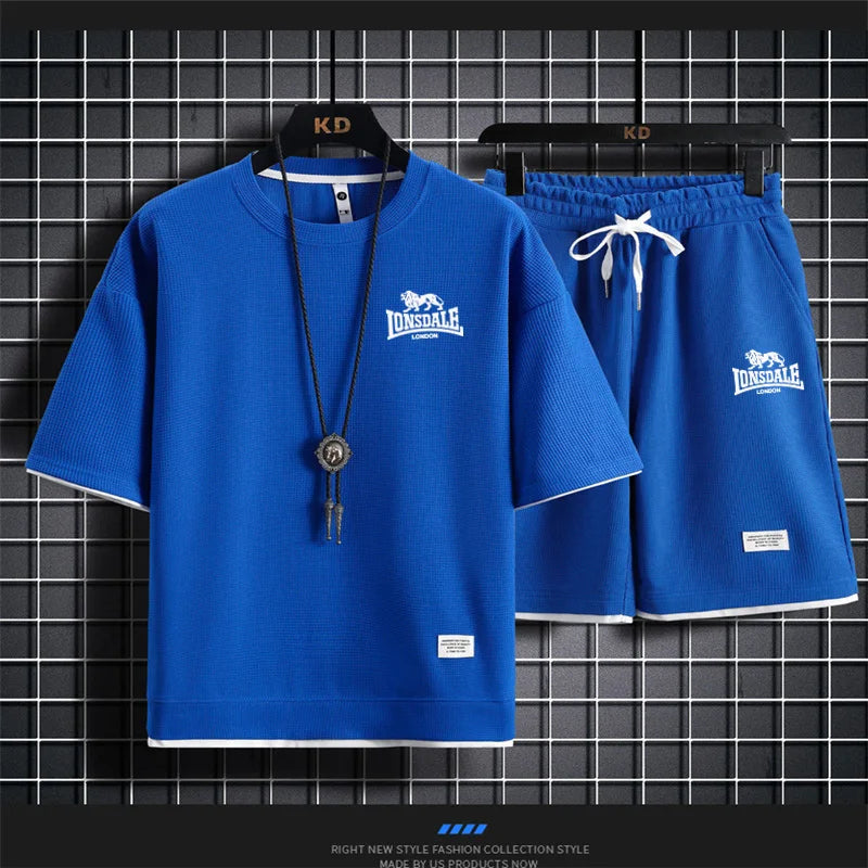 Men's summer new casual short-sleeved T-shirt set,