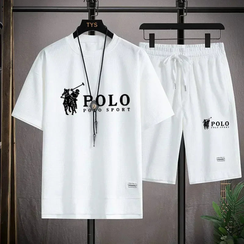 Men's two-piece short sleeved T-shirt and sports short